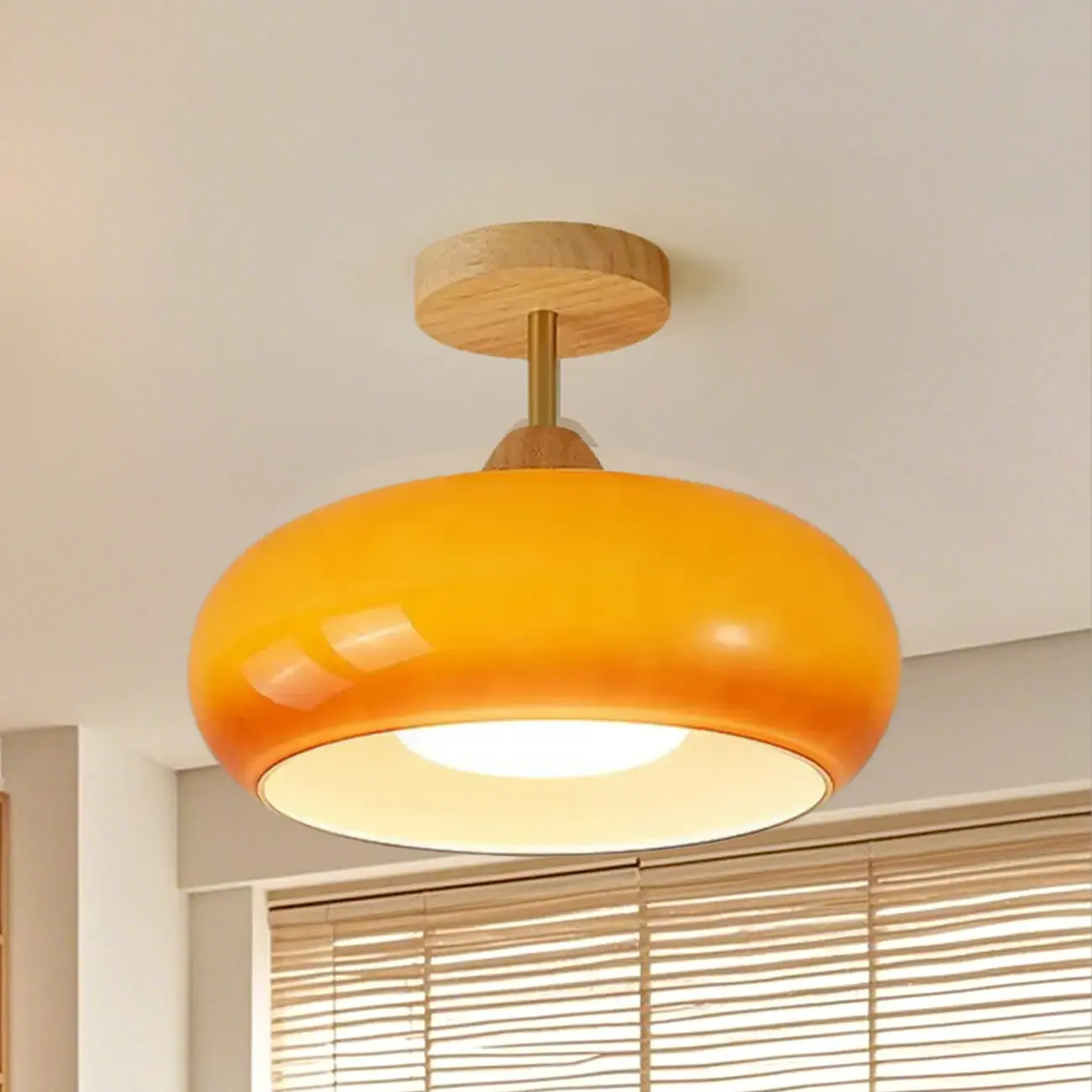 Modern Mini Semi Flush Mount Ceiling Light with Drum Shape