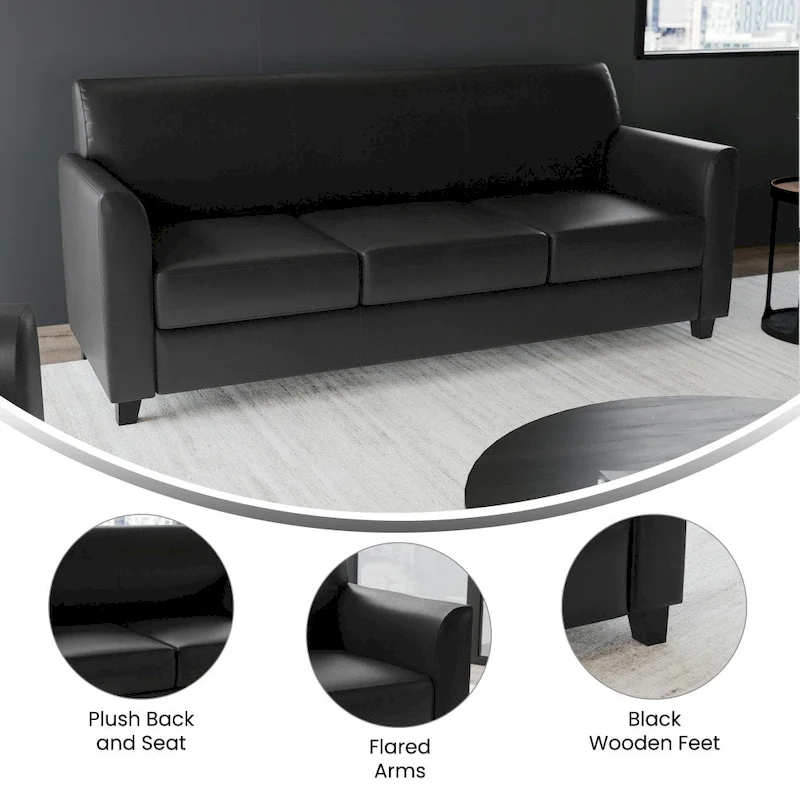 LeatherSoft Sofa with Clean Line Stitched Frame - 70W x 29D x 32.25H