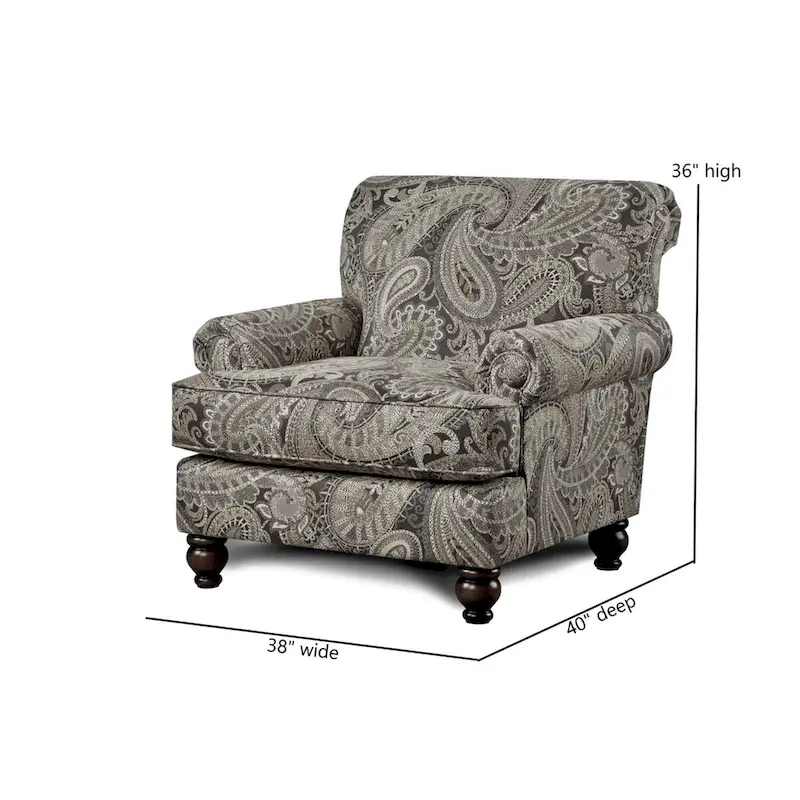 Capernicus Beige Paisley Print Accent Chair