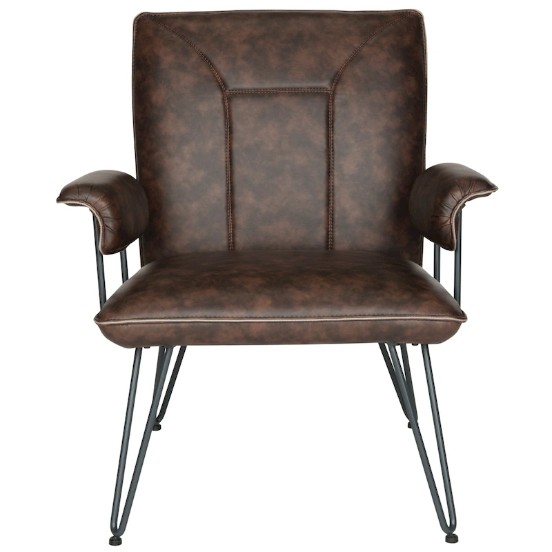 SAFAVIEH Idamae Mid-Century Modern Faux Leather Arm Chair - 29Wx28Dx33H