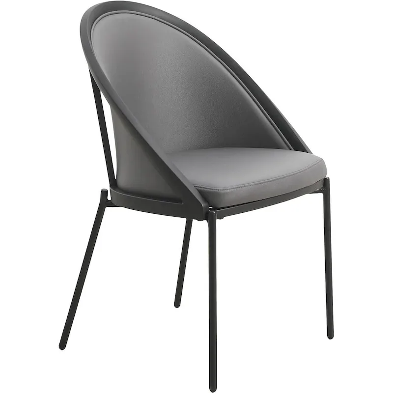 Urbane Upholstered Faux Leather Dining Chair with Powder Coated Steel Legs by LeisureMod
