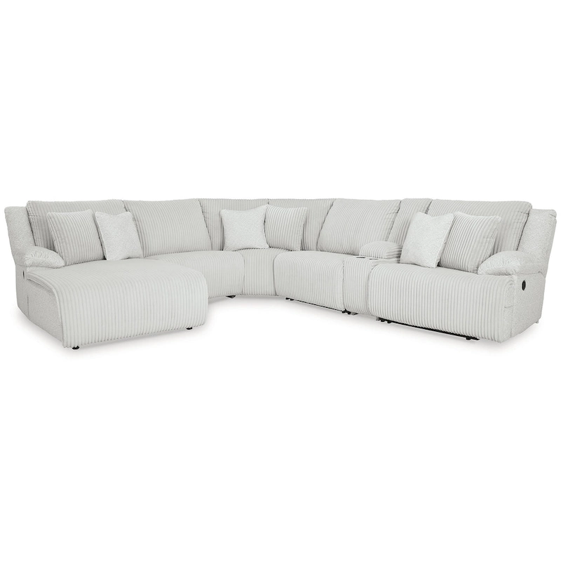 Signature Design by Ashley Top Tier Light Gray 6-Piece Reclining Sectional with Chaise - 149.5W x 132.5D x 40H