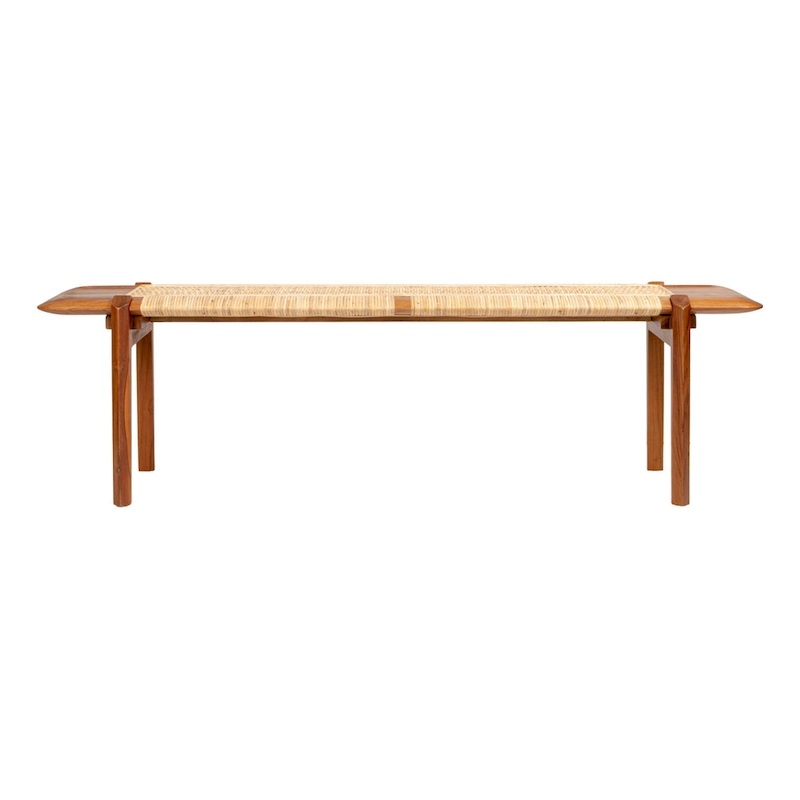 Teakwood and Rattan Bench