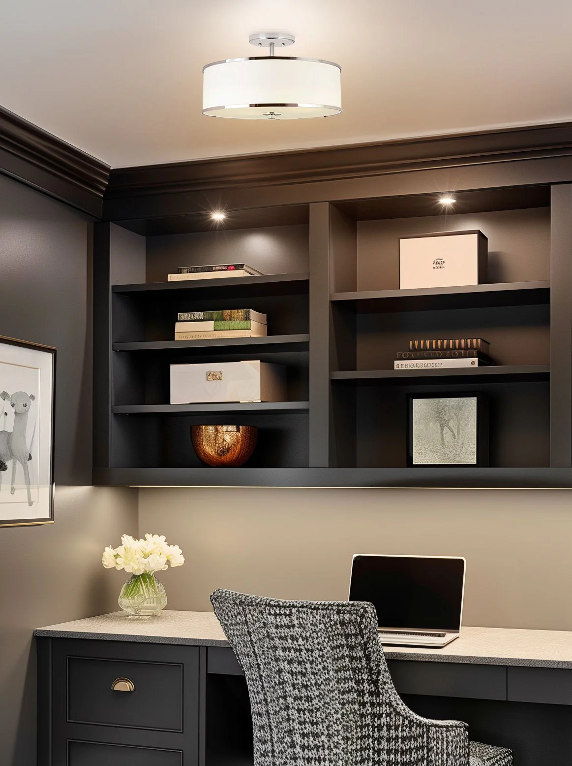 Chloe 15 Retro Modern 3-Light Semi-Flush Mount Ceiling Light