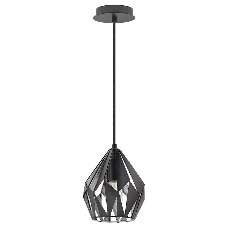 Eglo Carlton 1-light Matte Black Pendant with Silver