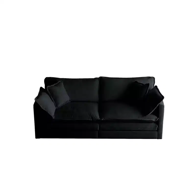 MAYEERTY Modern Loveseat Sofa Upholstered Large Size Deep 2 Seat with 4 Pillows for Living Room Black