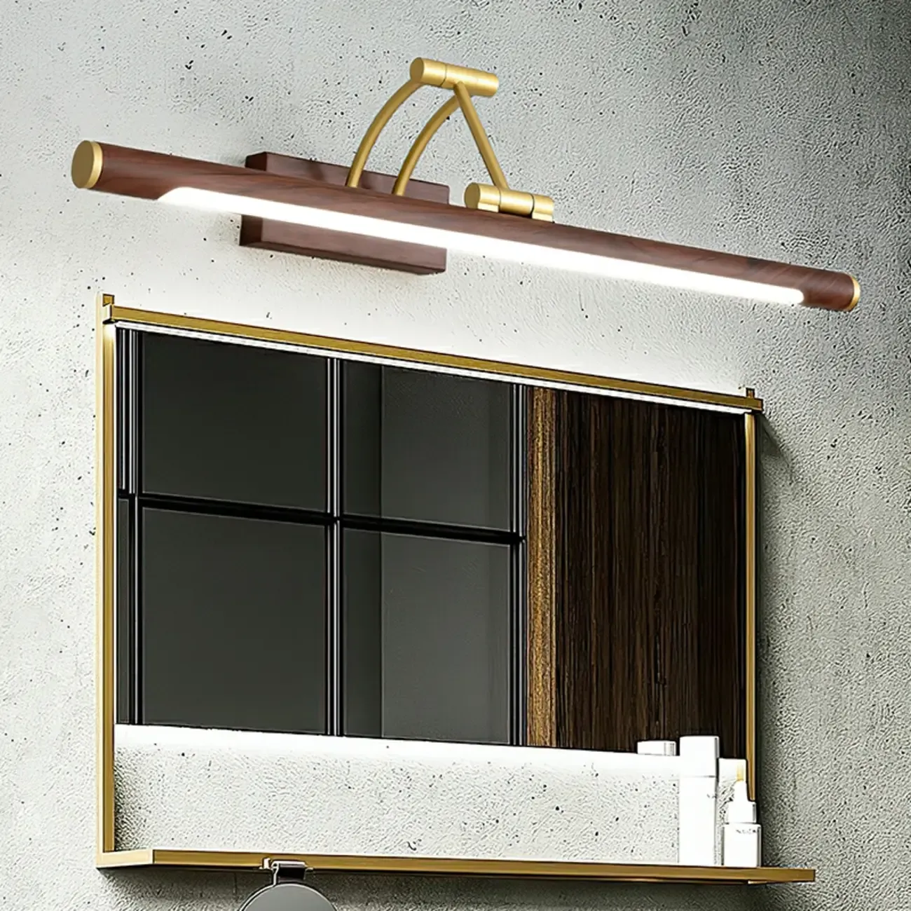 Modern Wood LED Tubular Vanity Light with Swing Arm