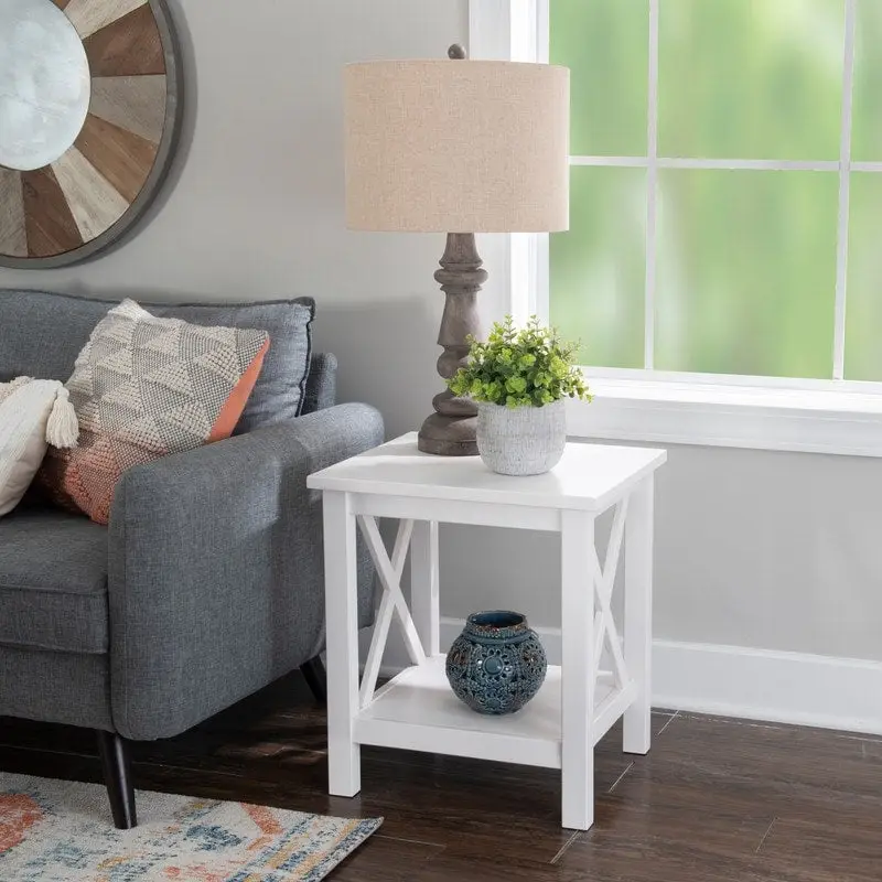 Ripplewood Farmhouse X-Base Side End Table