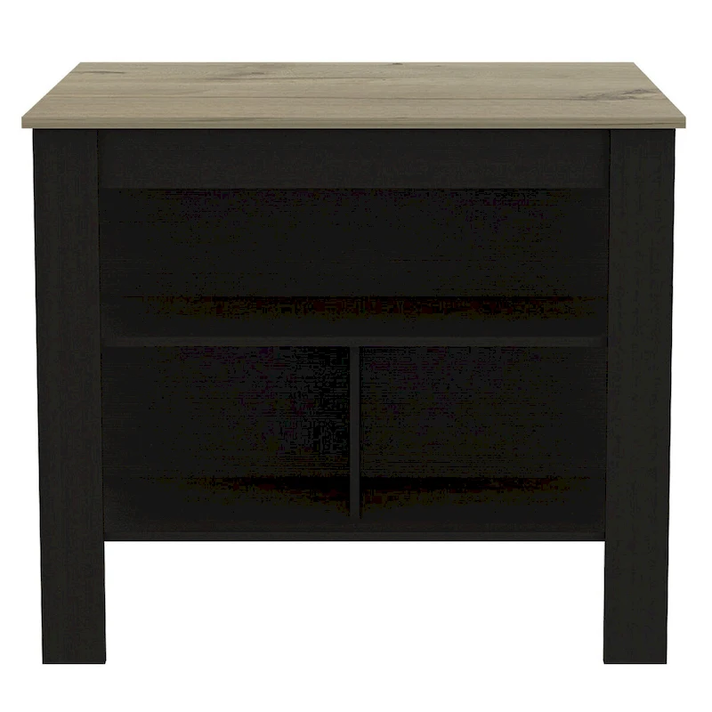 Modern Black Wengue and Light Oak Kitchen Island - 40.5x27.5x35.4