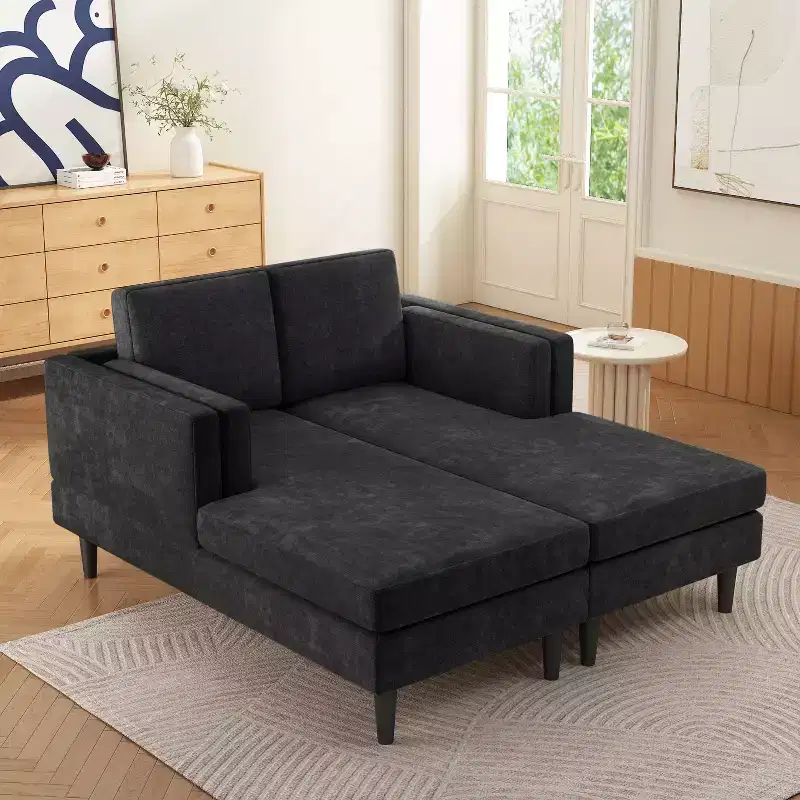 GDFStudio Ellen Modern 53.5 Chenile Upholstered Chaise Lounge Sofa