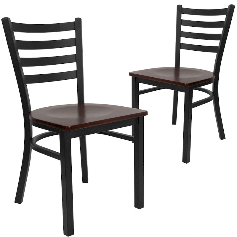 2 Pack Ladder Back Metal Restaurant Chair - 16.5