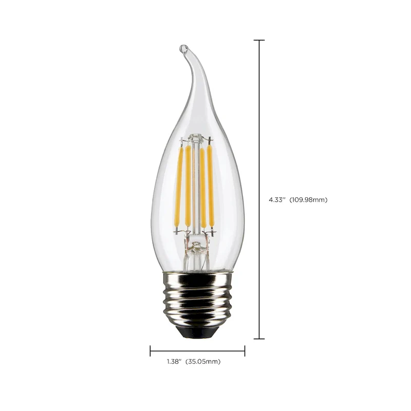 5.5 Watt CA10 LED - Clear - Medium base - 90 CRI - 4000K - 120 Volt