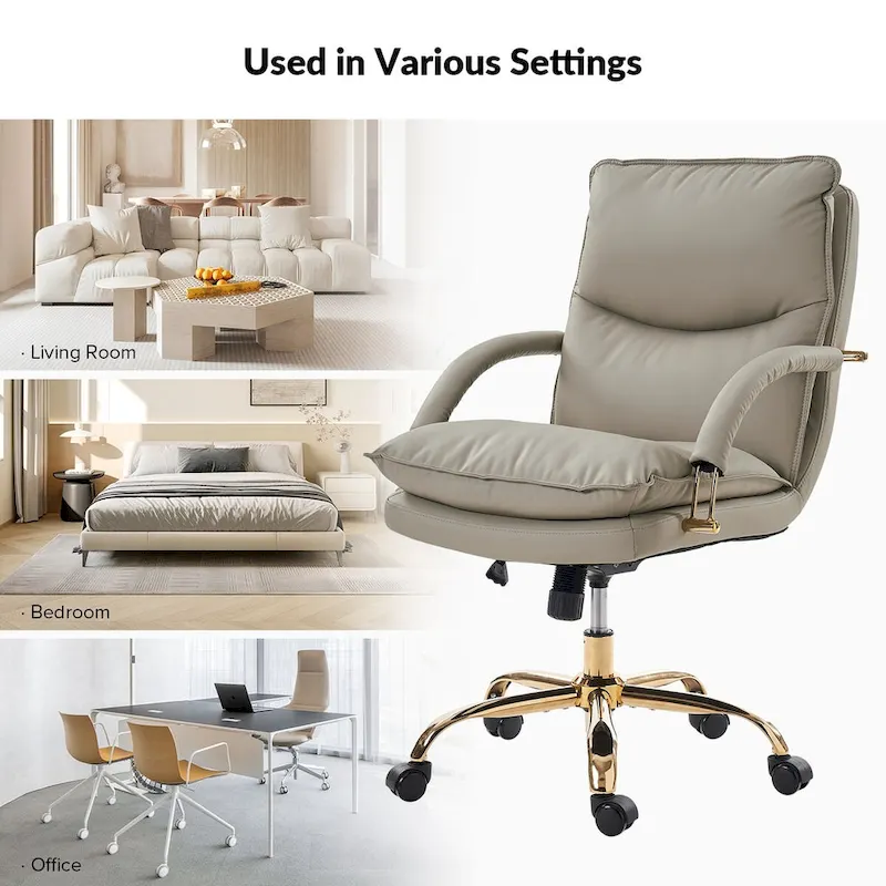 Leona Modern Faux Leather Adjustable Height Tilting Office Chair with Swivel Base by HULALA HOME