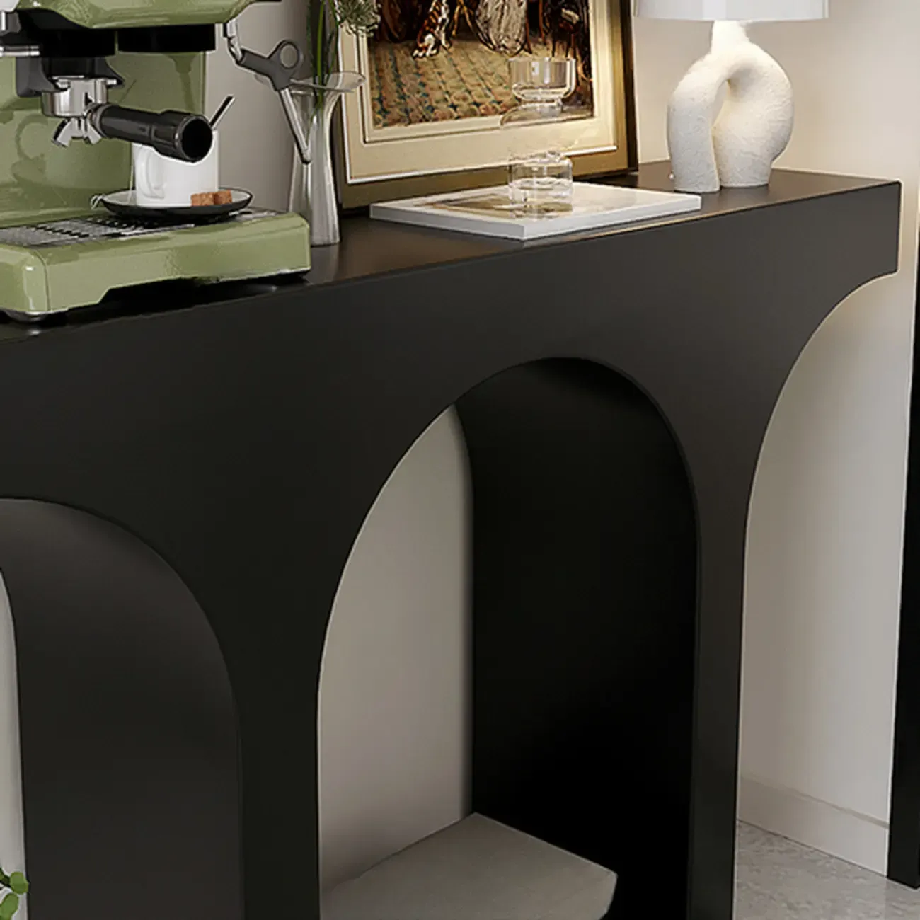 Entryway Rectangular Black Arch Base Console Table
