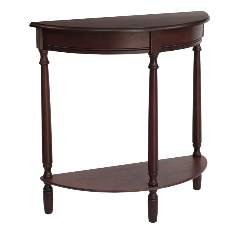 Simplify Half Round Accent Table, Walnut, 28.25w 11.8d 28.25h