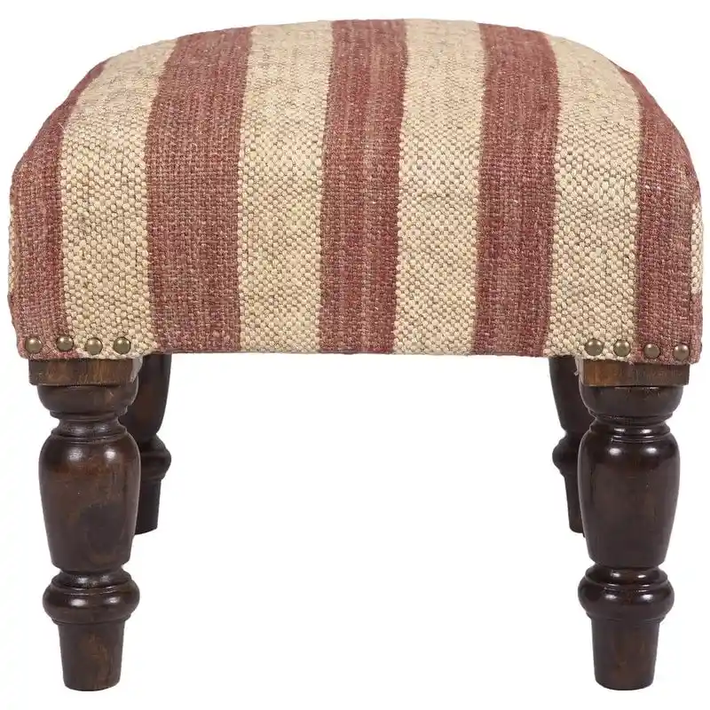 HERAT ORIENTAL Handmade Kilim Upholstered Wood Footstool