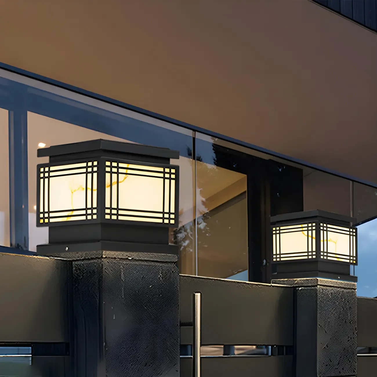 Black Solar Metal Rectangular Outdoor Post Lights
