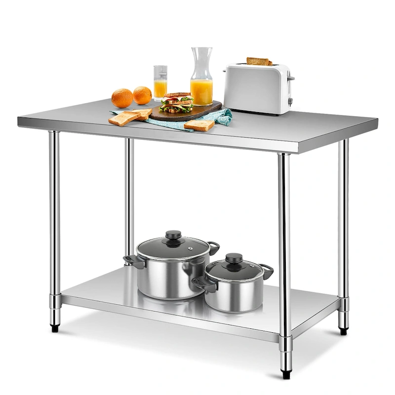Stainless Steel Commercial Prep and Work Table with Adjustable Shelf