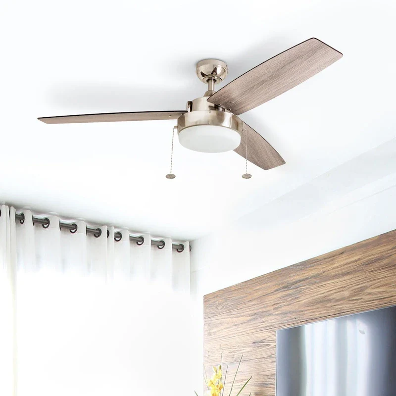 Copper Grove Andreas 52-inch Brushed Nickel LED Ceiling Fan with 3 Barnwood Blades