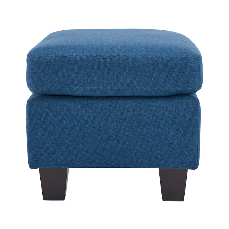 Upholstered Fabric Ottoman with Birch Wood Legs