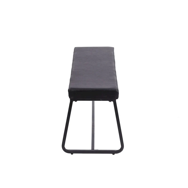 Home Remy Entryway Bench, PU Leather Upholstery, Iron Legs