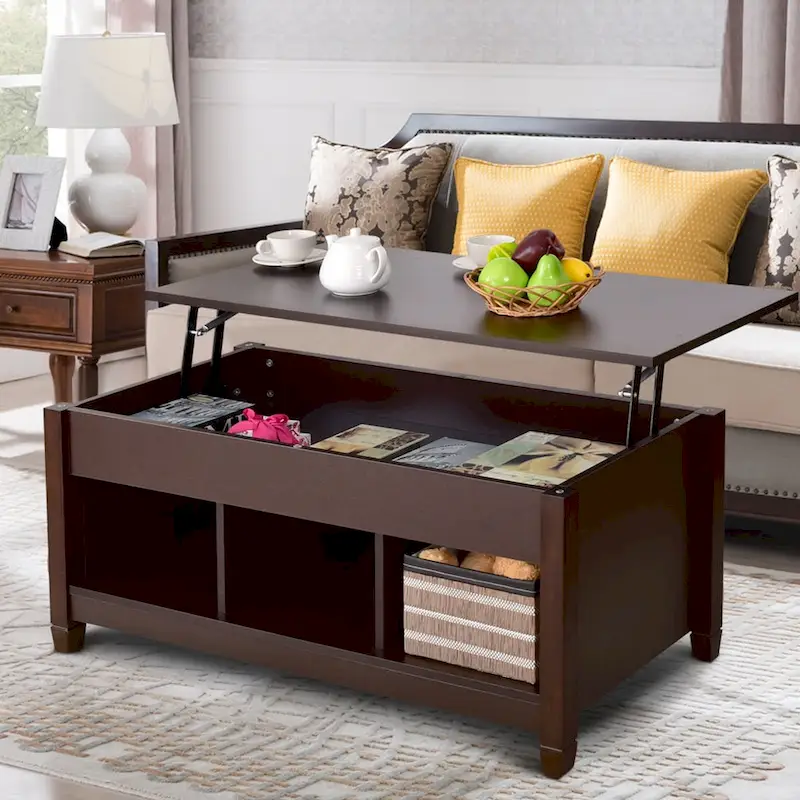 Lift-Top Coffee Table with Storage - Espresso/White - 41