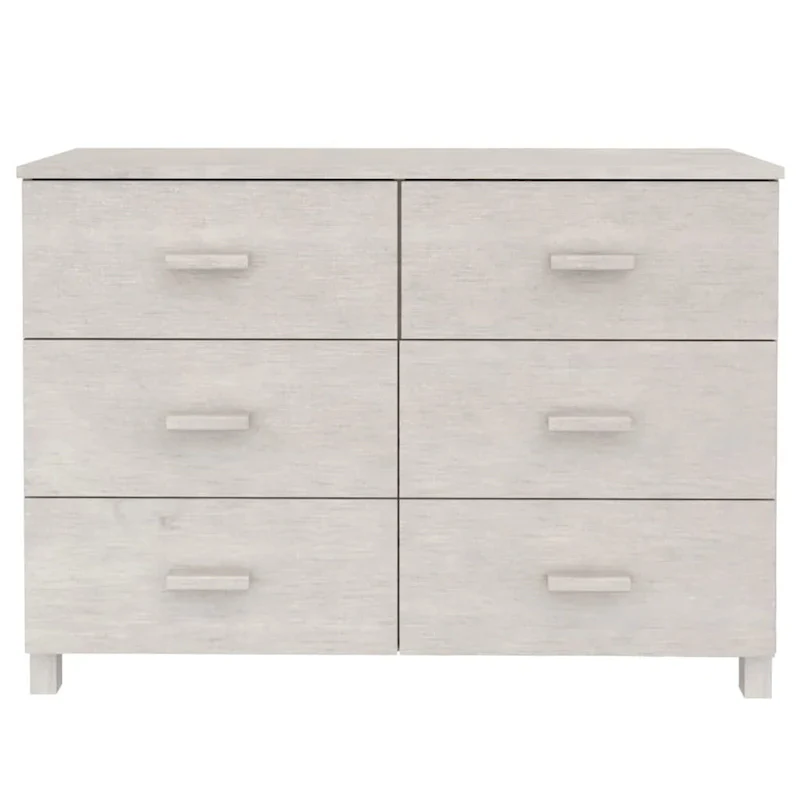 Solid Pine Wood Sideboard Buffet with 6 Smooth Sliding Drawers — 44.5