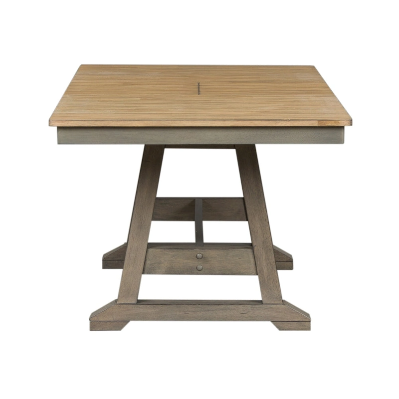 Lindsey Farm Gray and Sandstone 5 Piece Trestle Table Set
