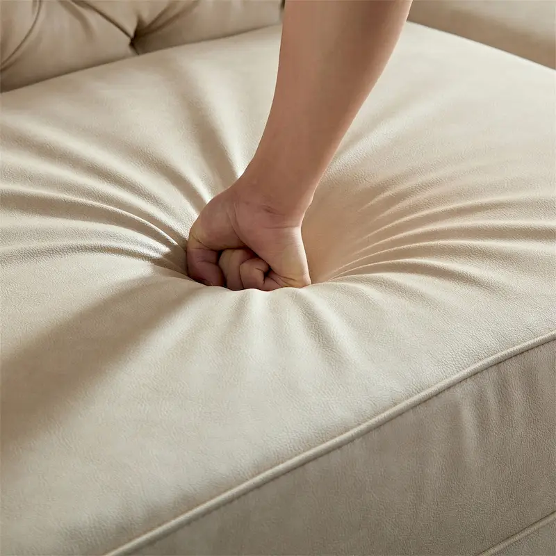 Modern Faux Leather Sofa with Metal Feet