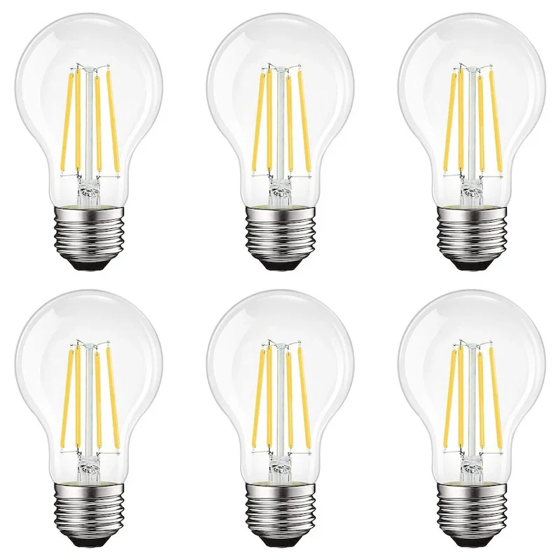 Luxrite Vintage A19 LED Light Bulbs 100 Watt Equivalent, 1600 Lumens, Dimmable, 12W, Damp Rated, UL, E26 Base 6 Pack