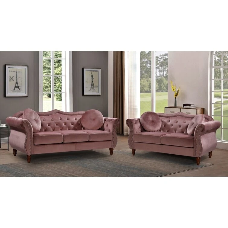 Carbon Classic Nailhead Chesterfield 2 Piece Living Room Set