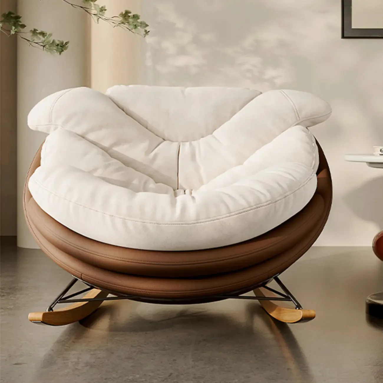 Modern Ergonomic Upholstered Rocking Chair Optional Ottoman