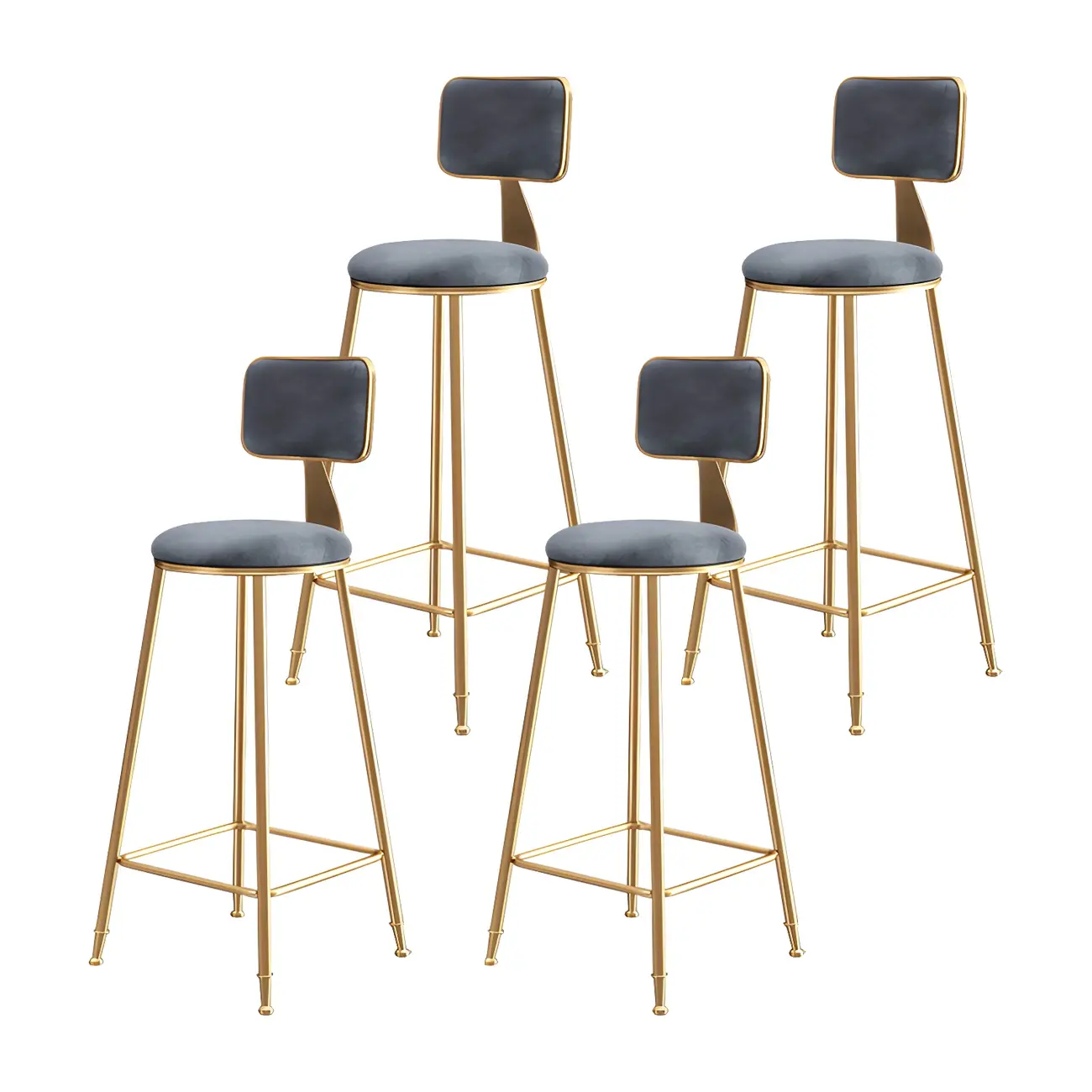 Round Velvet Upholstered Counter Bar Stools