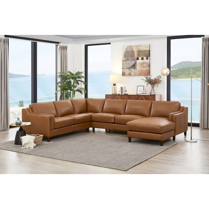 Hydeline Bella Top Grain Leather Right-Facing Sectional Sofa