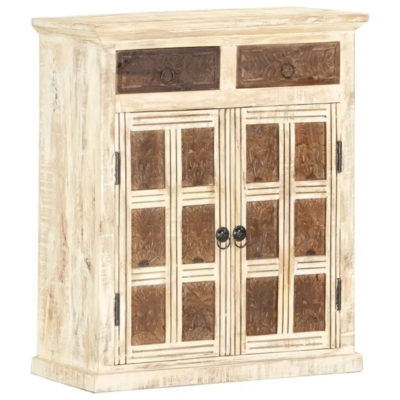 White Sideboard with 2 Doors & 2 Drawers – Solid Mango Wood