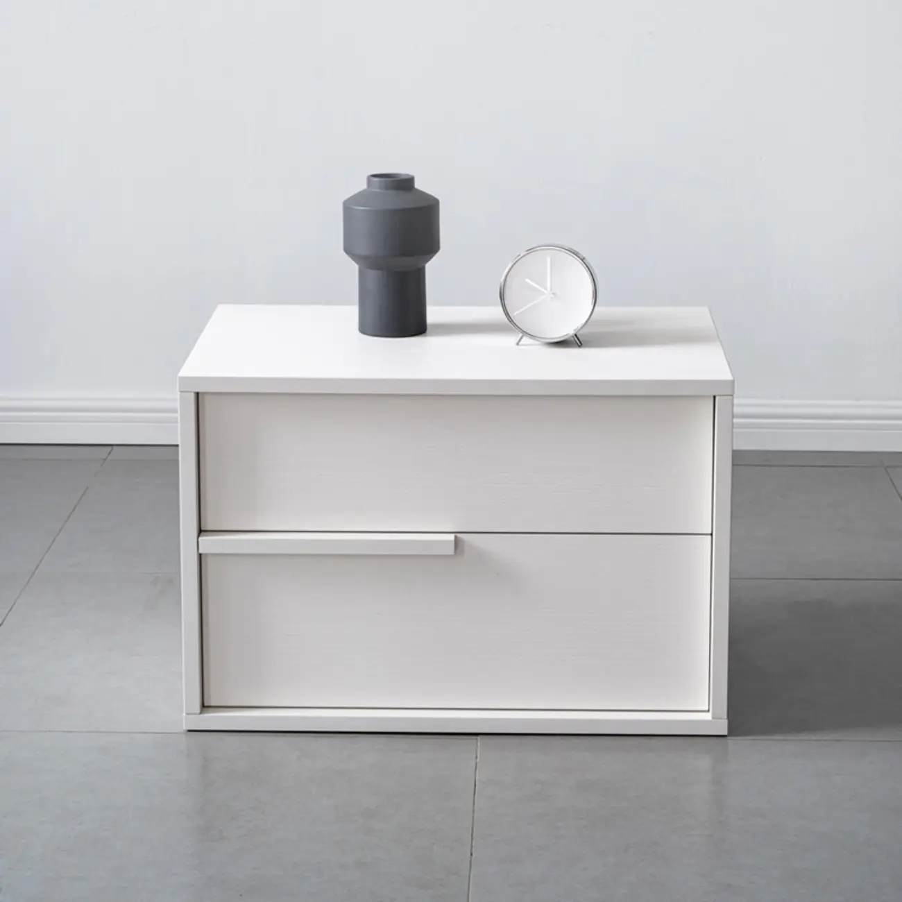 Modern Black Manufactured Wood 2-Drawer Nightstand