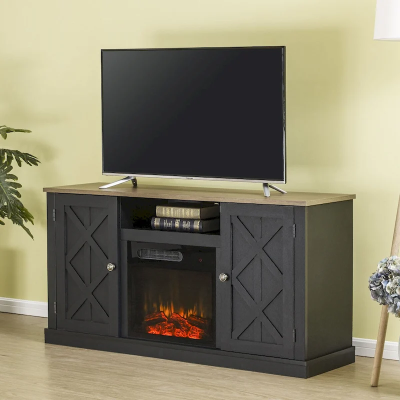 54 in. TV Stand Console for TVs up to 60 in. with Electric Fireplace - 54 in Width