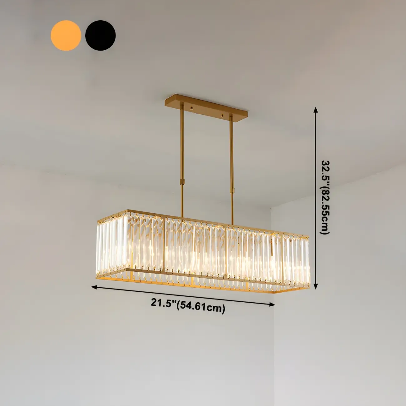 Luxury Crystal Gold Rectangle Island Pendant Light