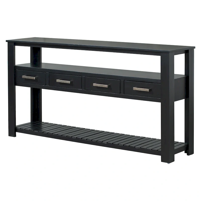 62.2 Modern Console Table with 4 Drawers and 2 Shelves