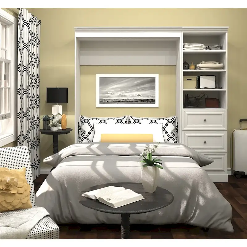 Full Murphy Bed with Closet Organizer and Drawers - 84W