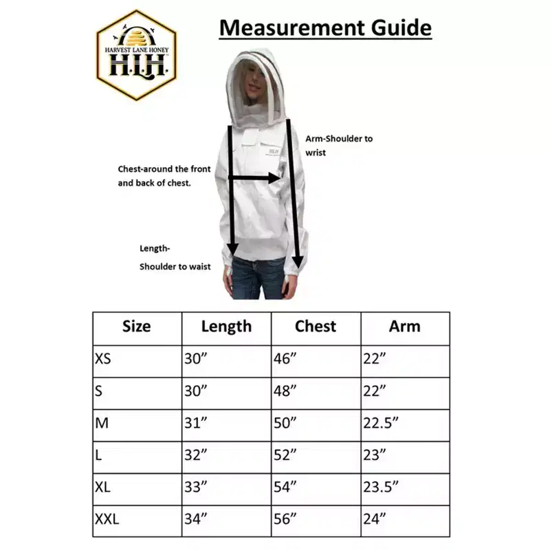 Harvest Lane Honey Beekeeping Jacket, Protective Beekeeper Clothing with 4 Pockets and Fencing Veil Bug Net Hat, Unisex Sizing, Large
