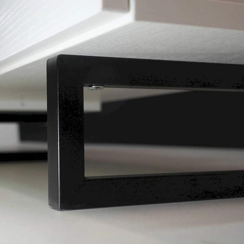 Avery 55-inch 2-Drawer 4-Shelf TV Stand in Steel