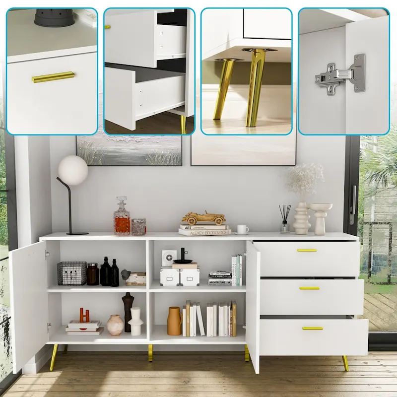 3 Drawer 69 W Chest&Dresser With Metal Handles&Legs