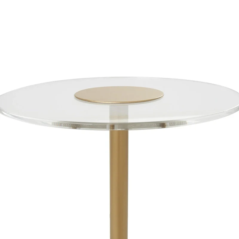 Plastic Side End Accent Table with Elevated Base and Gold Stand - Clear