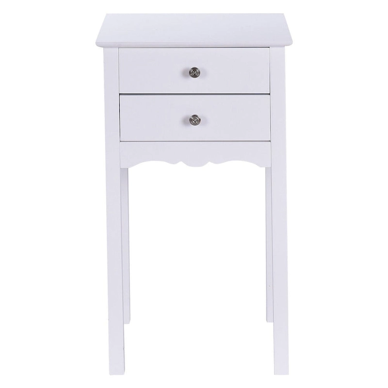 Side Table End Accent Table with 2 Drawers-White - 16.0 x 13.0 x 30.0 (L x W x H)