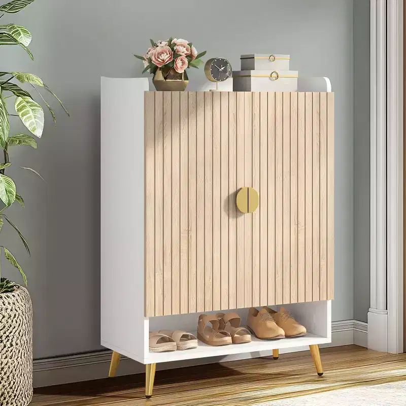 TUYOHW 7-Tier Shoe Cabinet,Large Capacity Shoe Storage Organizer with Adjustable Shelves & Doors,Freestanding Entryway Cabinet for 20+ Pairs,Natural