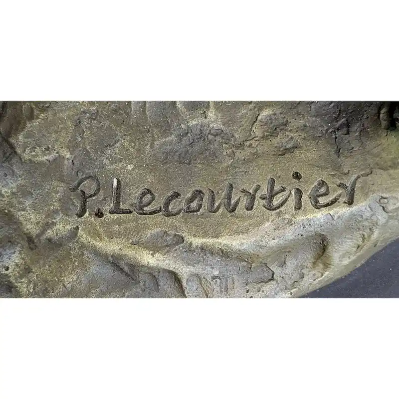 Military Bugler With Hound Imitative Dogs Bronze Statue Sculpture On Marble Base 26 Inches X 19 Inches