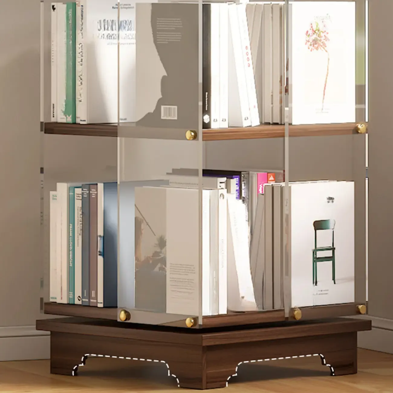 Art Deco Square Timber Shelf Glass Panel Swivel Chest