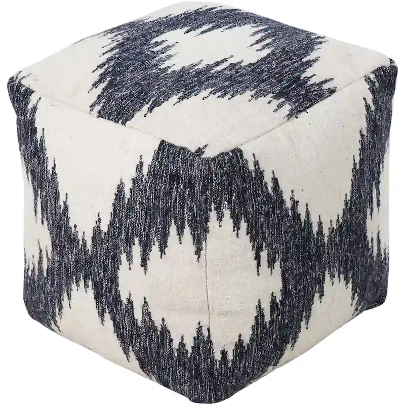 Ikat Sion Square Wool 18-inch Pouf