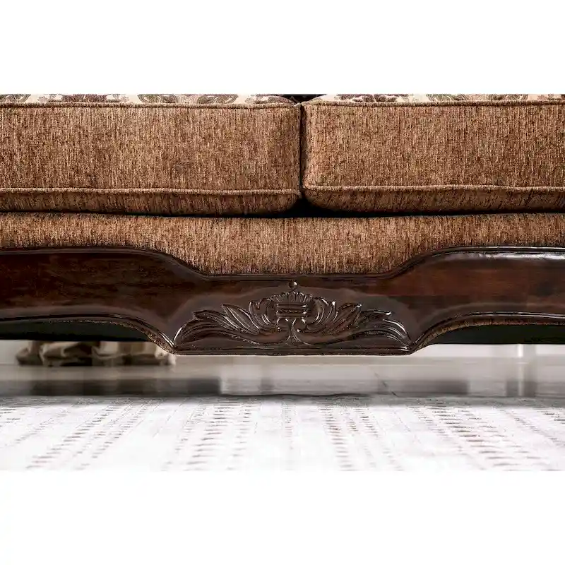 Brown Chenille Upholstered Rolled Arms Sofa by Furniture